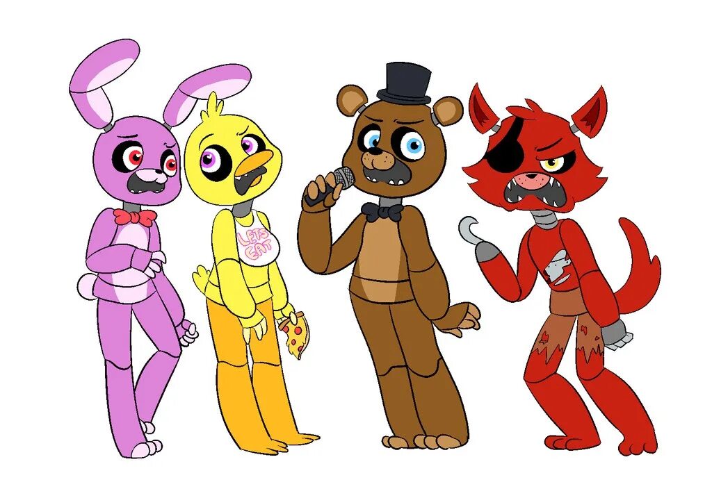 Five Nights at Freddy's АНИМАТРОНИКИ. Матроники чика и Фредди. Фредди Бонни чика Фокси. Five Nights at Freddy's Фредди Бонни чика. Включи фредди и чика