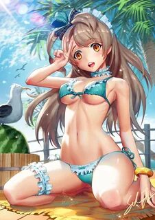 обои : fanartlovelive, фан-арт, Минами Котори, Люблю жить, animegirl, Бикинигр, 