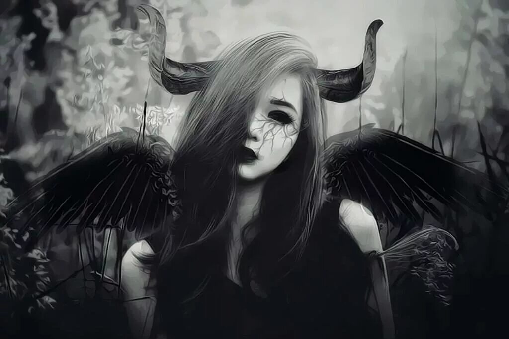лилит богиня демоница. черный демон. красивая ведьма. черный демон девушка. аниме тёмный ангел энджел.