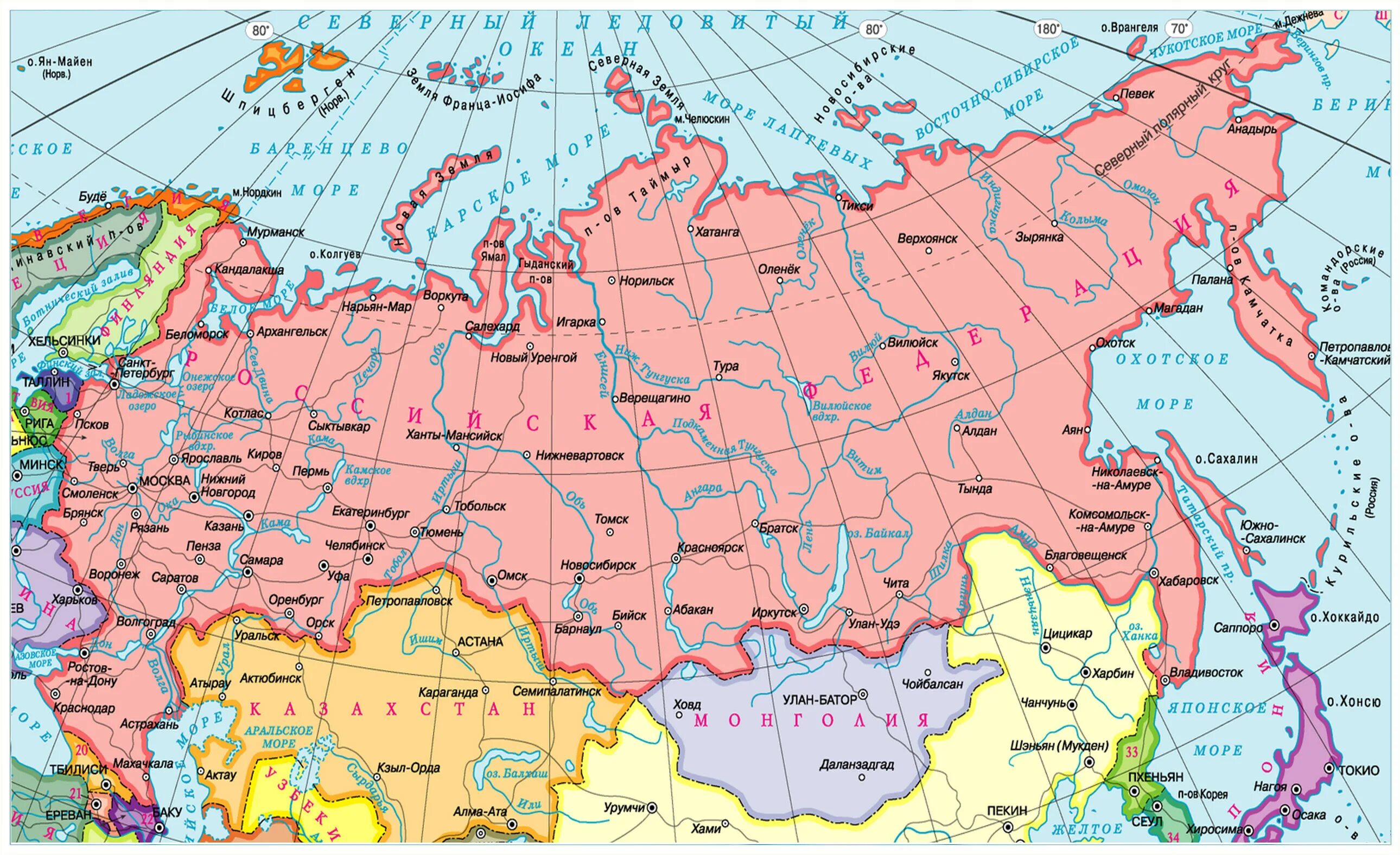 Карта европейской части России с граничащими странами. Карта России с городами и границами. Карта РФ С границами государств карта. Карта России пограничные государства с Россией.