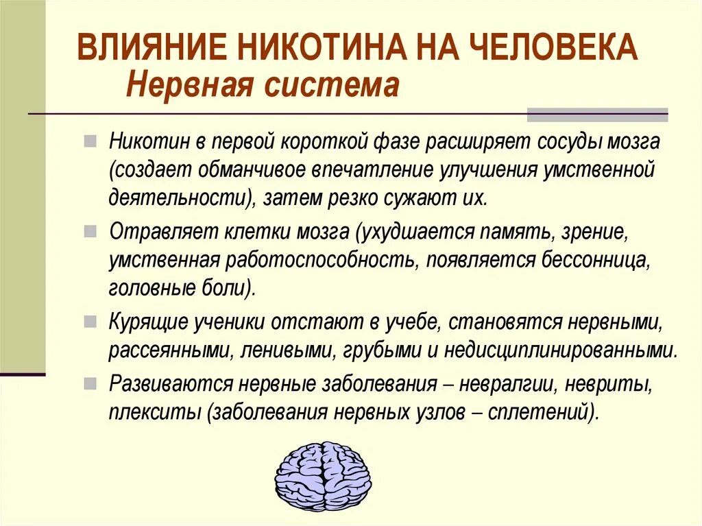 Н еотин влияние на нервную систему. Влияние никотина на нервную систему. Влияние никотина на человека.