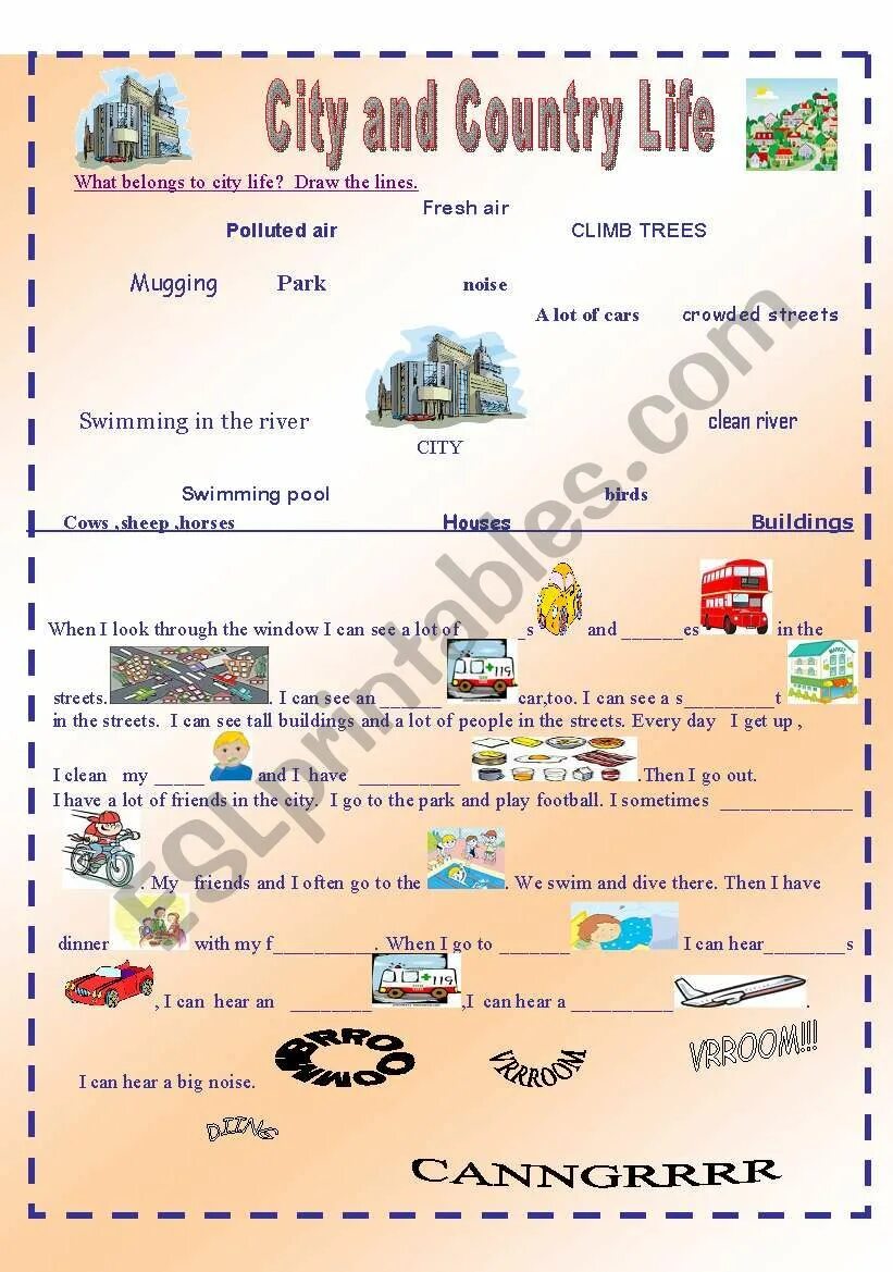 A day in the country 2. City vs countryside Worksheets. City Country Worksheets. City and Country Life Worksheet. Country vs City Life Worksheet.