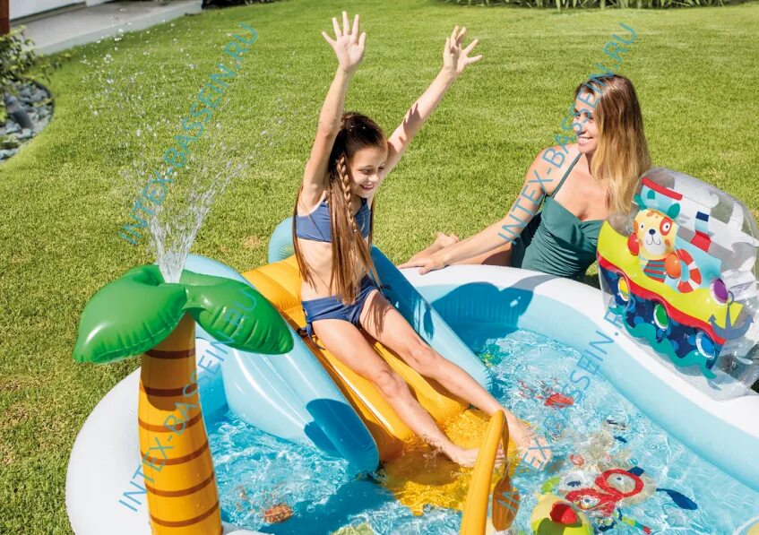 Бассейн с горкой intex. Бассейн intex 57162. игровой центр intex веселая рыбалка. бассейн intex веселая рыбалка. 57162 интекс.