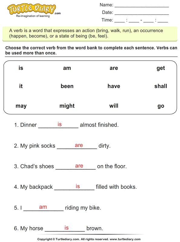 C complete with the correct verb. Write the correct form of the verb to be:. Complete \Worksheet. Verb to be sentences. Write the correct form form of verb to be.