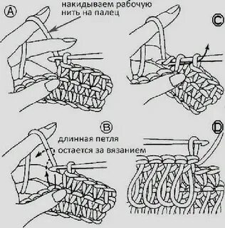 Вязание крючком мочалки с вытянутыми петлями пошагово