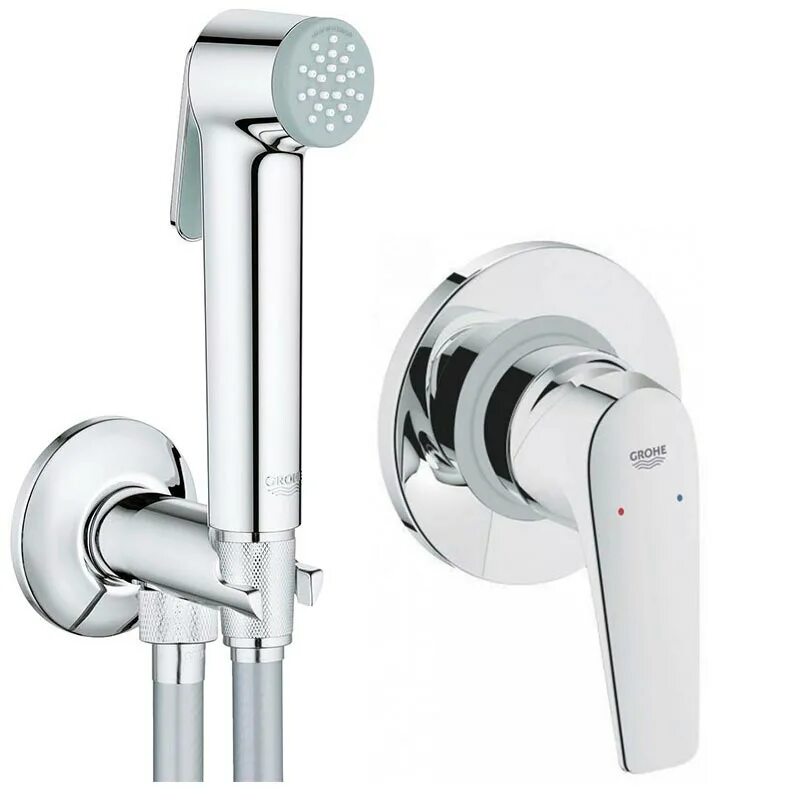 Grohe bauflow. Гигиенический комплект grohe bauflow 124900. grohe bauflow 124900 со смесителем,.