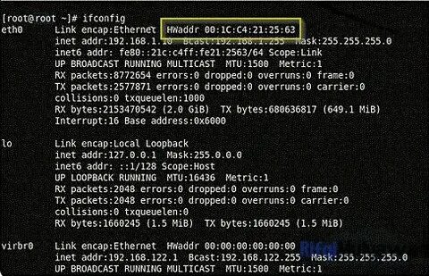 Ifconfig address