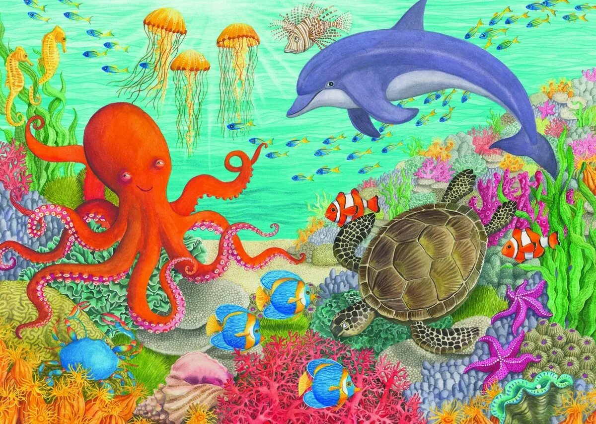 Подводные обитатели для детей. Обитатели моря для детей. Рисование на тему подводный мир. Рисование морские обитатели.