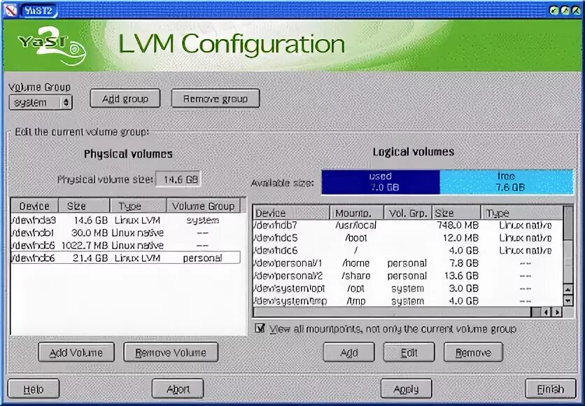 LVM Linux. System-config-LVM. Linux Volume Manager. LVM 17 установка. Using system configuration