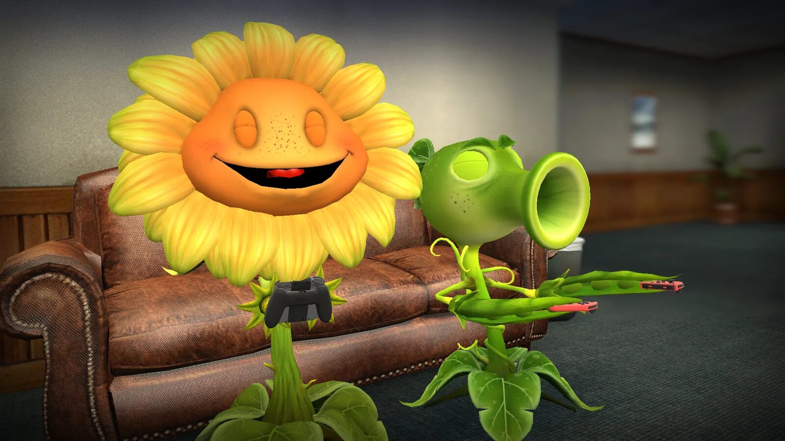 Подсолнух PVZ gw2. Plants vs Zombies Peashooter and Sunflower. PVZ GW Sunflower. Подсолнух Гарден варфаер 2.