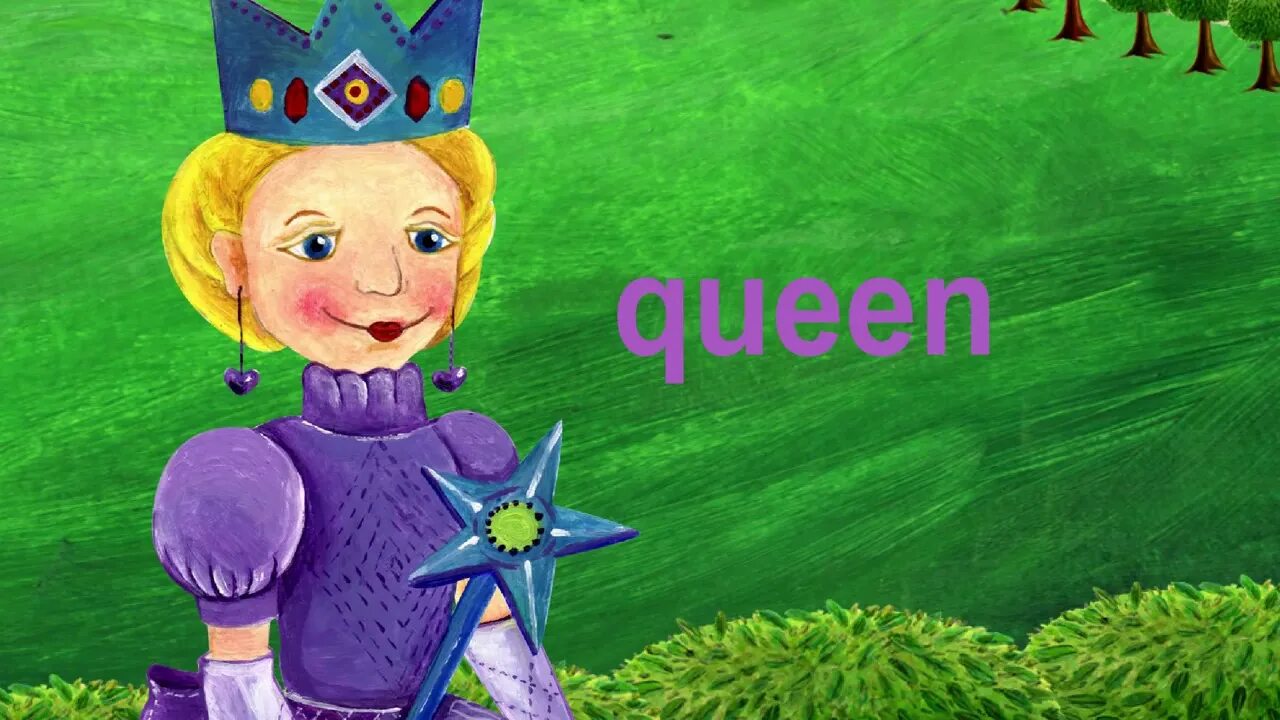 Q for Queen. QQ is for Queen. Learn ABCS. Q Queen картинка для детей на английском.