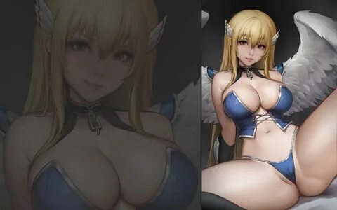 astraea blonde hair breasts cameltoe cleavage long hair meekohopanes navel ...