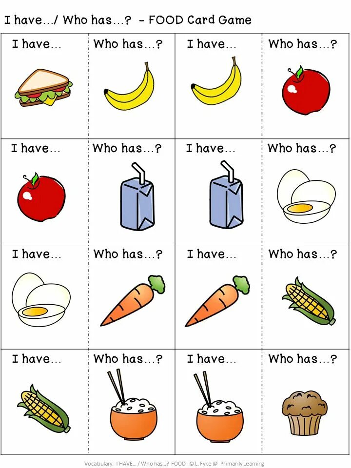 Who has some. Игра i have who has. игры на тему food. английский для детей food игра. food game for kindergarten.