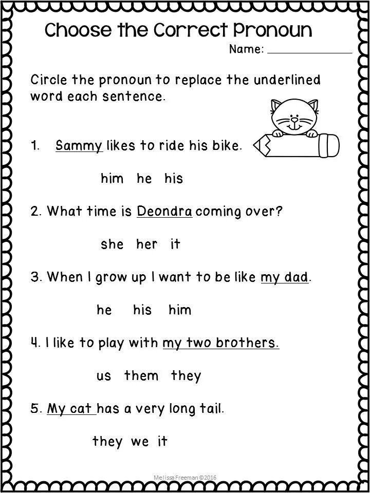Choose the personal pronoun