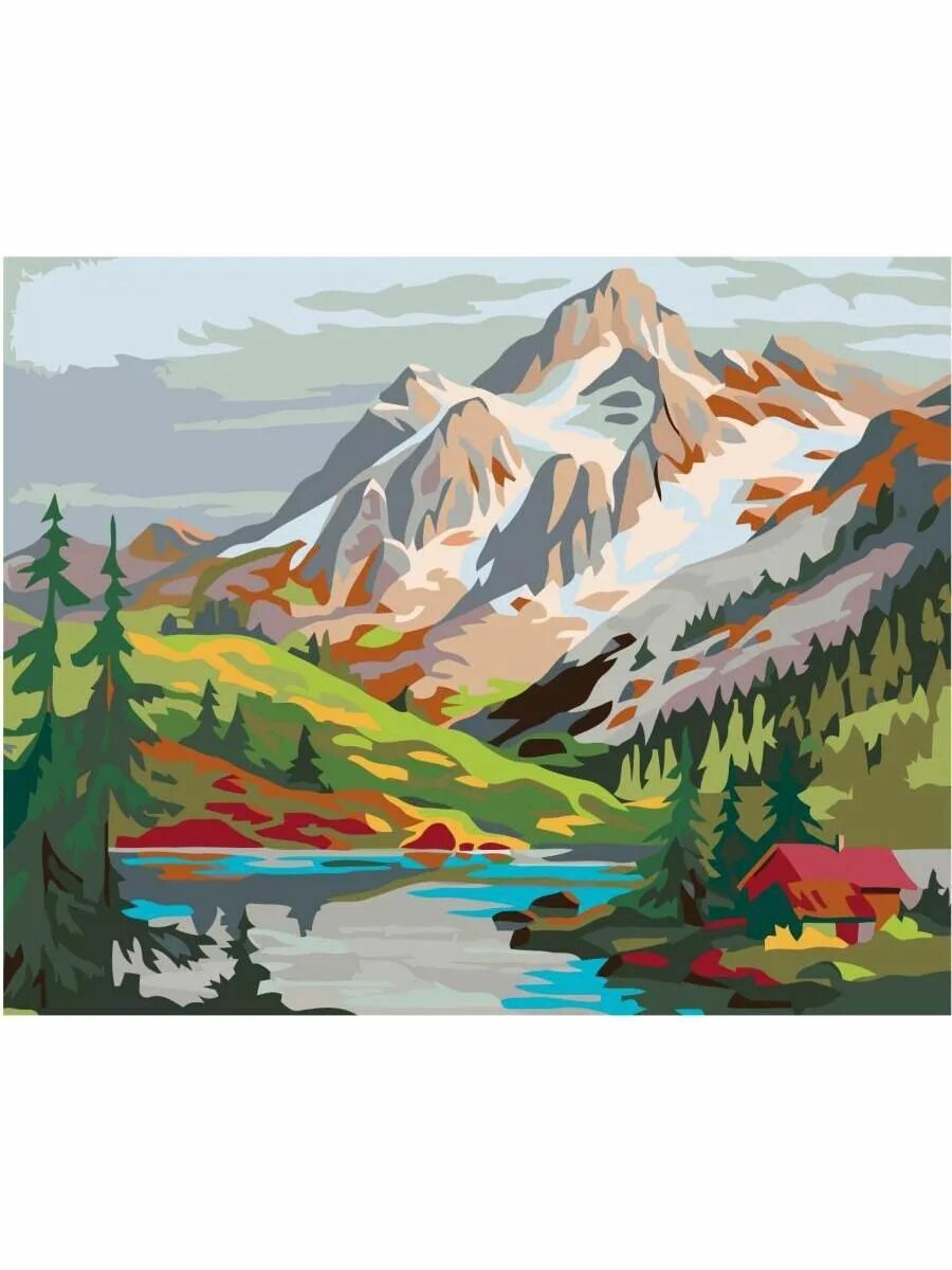 Картина по номерам золотая гора. Живопись по номерам горы. Number mountain. Банф канада картины художников. Картина домик в горах.