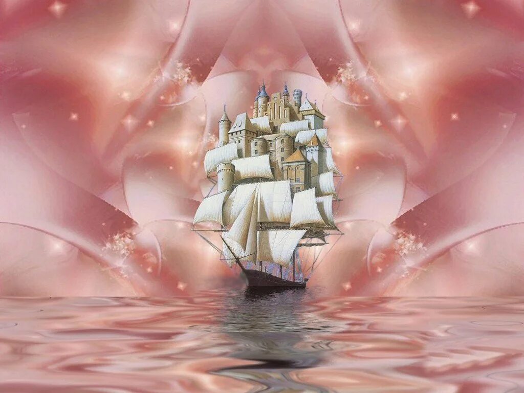 Корабль мечты. Сказочный корабль. Корабль счастья. Сказочный корабль с парусами. Волшебное в алых парусах