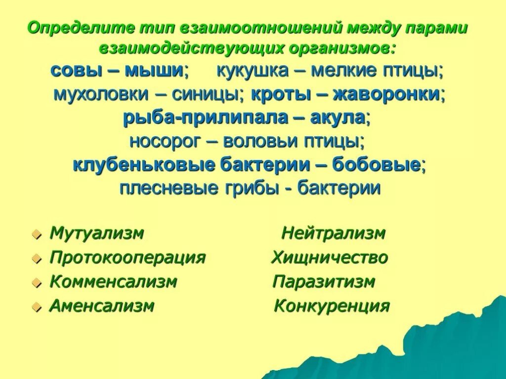 Экологические отношения между организмами. Формы экологических взаимоотношений. Типы экологических взаимоотношений организмов. Определите Тип взаимоотношений между организмами. Отношения вредные для обоих организмов