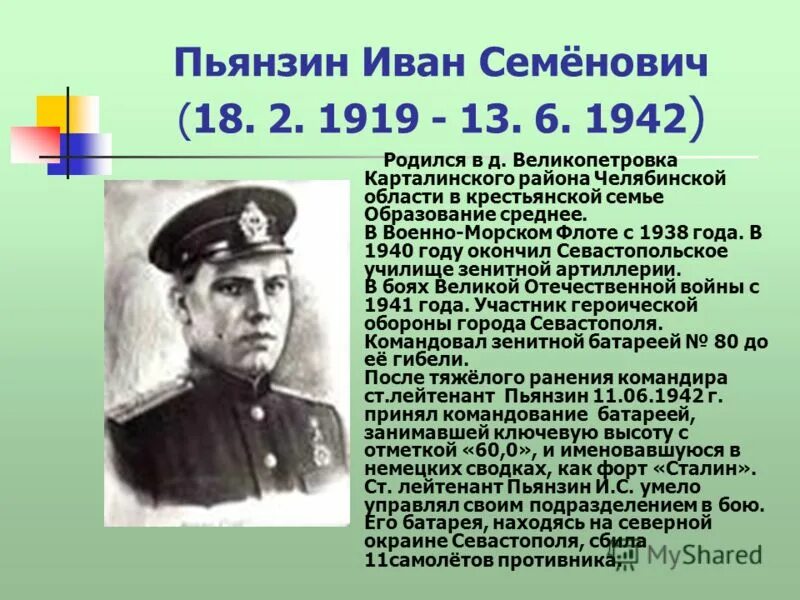 Какие известные люди жили в челябинской области. Герои обороны Севастополя 1941-1942.