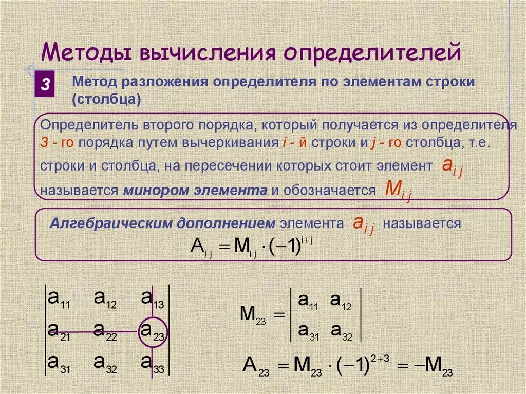 Определите второго порядка. Определитель методы вычисления определителя. вычислить определитель 3-го порядка. определитель 3го порядка методы. определители 2-го порядка вычисление определителей.