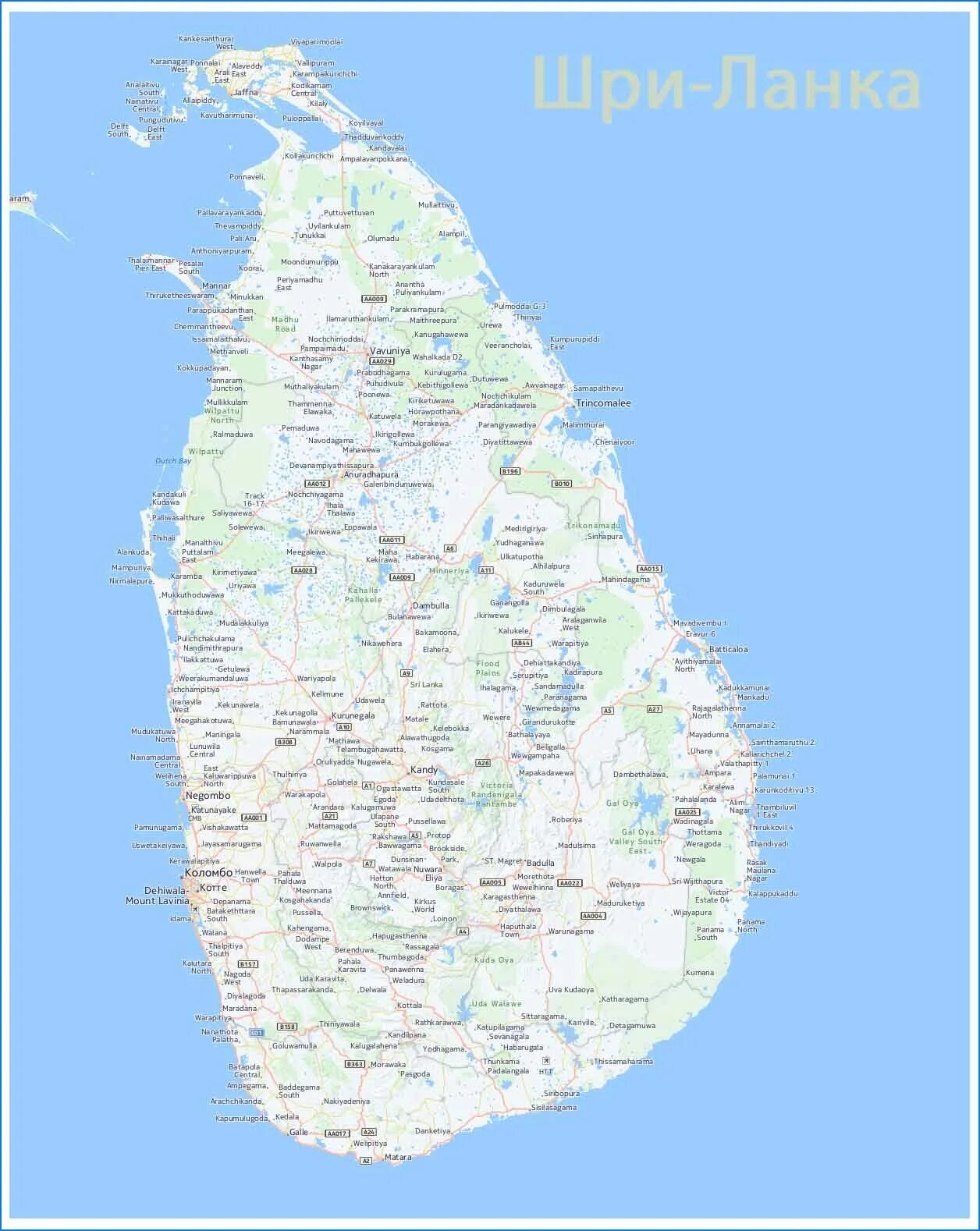 шри-ланка достопримечательности на карте. подробная карта шри ланки.