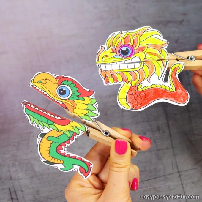 Поделки туториал. Дракон из прищепок. chinese dragon clothespin puppets. поделки к китайскому новому году.