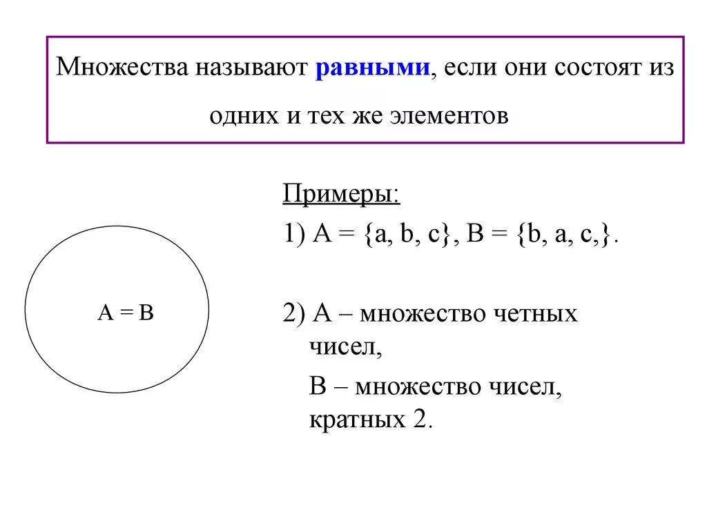 Множества. Множества а и б называются равными если. Равные множества примеры. Множества равны если.