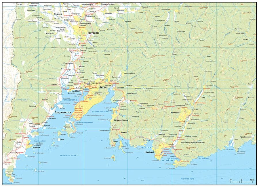 Карта приморский край подробная с населенными. Находка Приморский край на карте. Юг Приморья на карте. Физическая карта Приморья. Владивосток на карте Приморского края.
