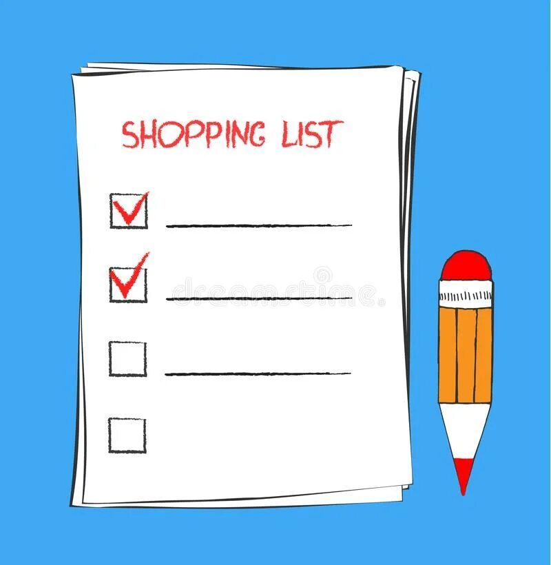 Do a shopping list. Шопинг лист рисунок карандашом. план с галочками. как нарисовать shopping list.