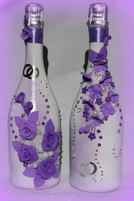декоративные бутылки. декупаж свадебных бутылок. украшение бутылок. украшение винных бутылок. декор бутылки цветами.