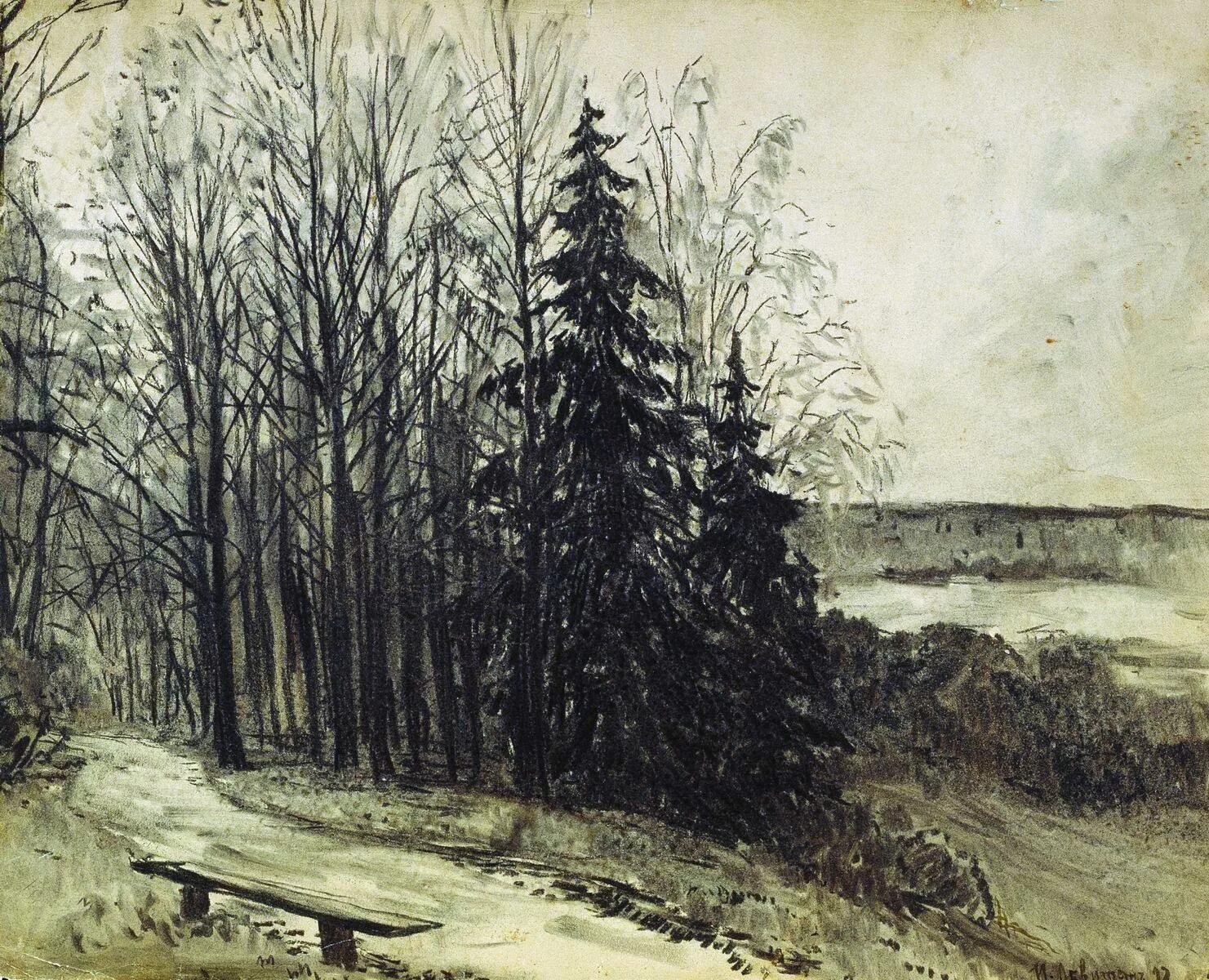 Рисунки и акварели передвижников. Левитан – пейзаж. 1892. Пейзаж Саврасов Шишкин Левитан.