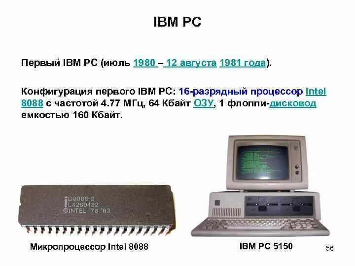 IBM PC. Первый IBM 1981 год. Разрядность процессора IBM. Фирма IBM приступила к выпуску компьютеров IBM РС С процессором Intel 8088. Ibm совместимые