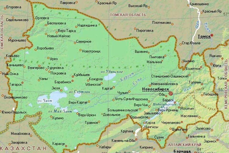 Карта Новосибирской области. Карта НСО Новосибирской области. Чаны озеро Новосибирская область на карте Новосибирской области. Карта Новосибирской Новосибирской области. Где расположен город новосибирск