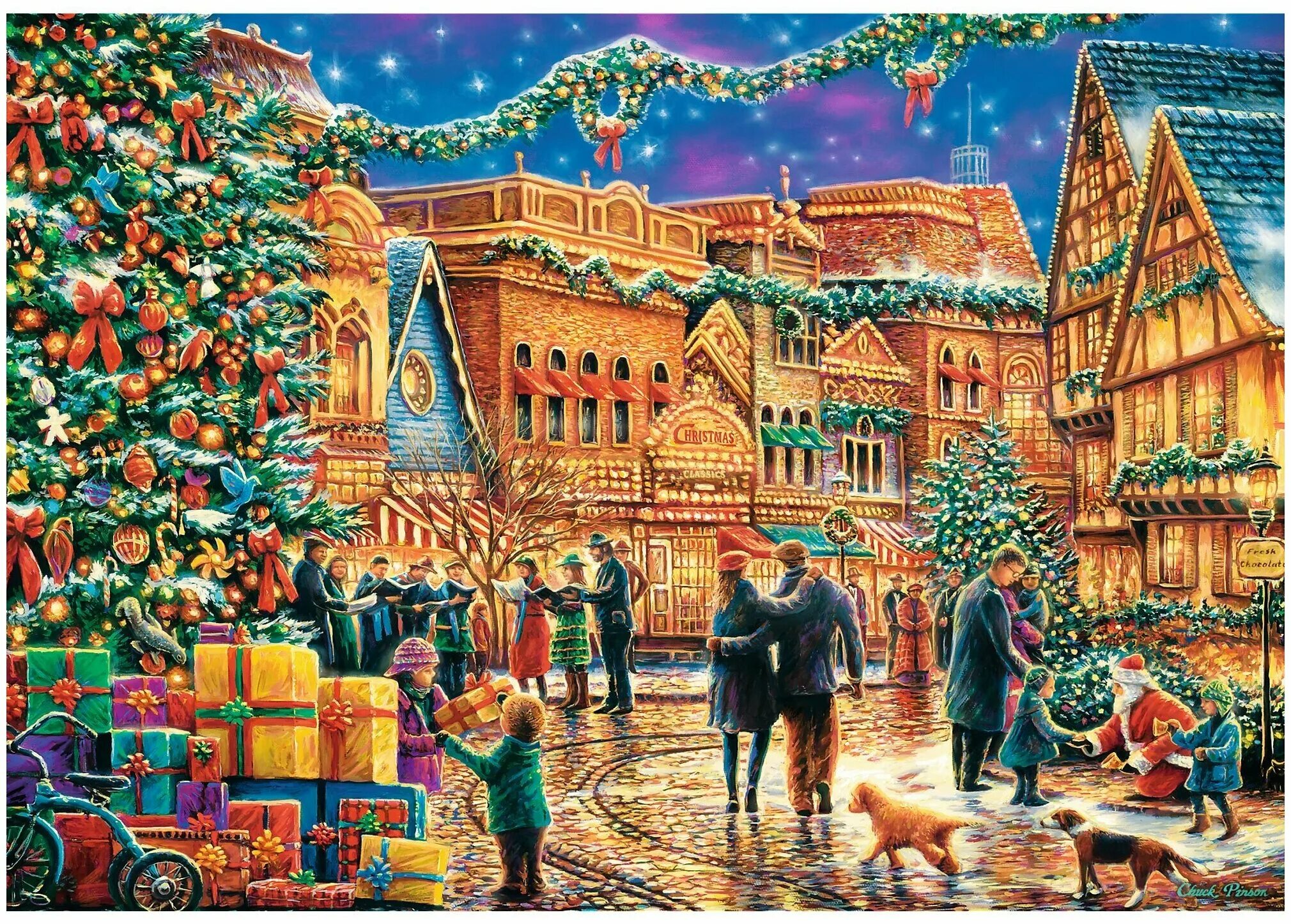 пазл trefl рождество. город рождества читать. пазлы 1000 элементов трефл. художник kevin walsh рождество. томас кинкаде зимний пейзаж.