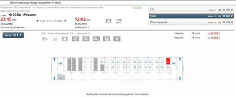 Класс обслуживания в поездах 2к