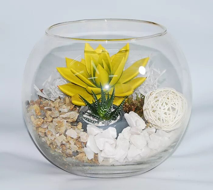 Композиция в стеклянной вазе. Флорариум с гидрогелем. Композиция цветов в круглой стеклянной вазе. Адениум во флорариум. Кронт ваза, прозрачное стекло.