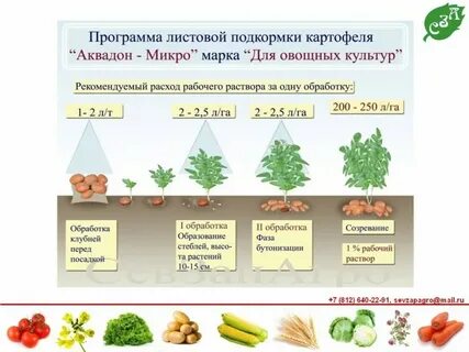 Картофель применение удобрений