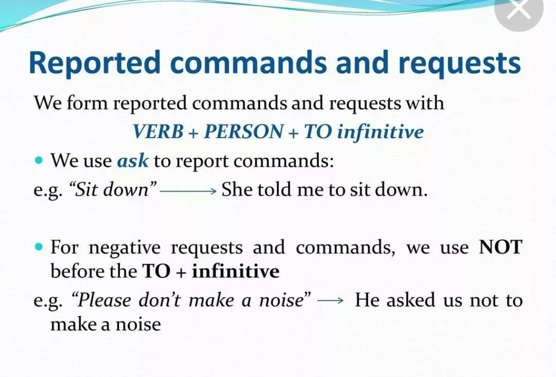 Reported speech orders. Reported requests and Commands правило. Reported Speech Commands. Reported Speech Commands правила. Reported Speech Commands and requests.