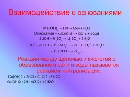 Взаимодействие с кислотами naoh h2so4
