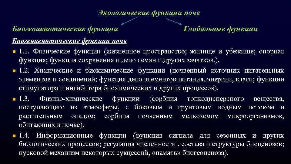 Экологические функции почв. Основные экологические функции почвы. Биогеоценотические функции почв. Глобальные экологические функции почв.