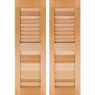 Ekena Millwork RWL18X036UNP Exterior Real Wood Pine Louvered Shutters (Per ...