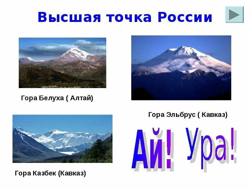 Высшие точки России. Высшие точки гор России. Высокие точки России. Самая высокая точка России.