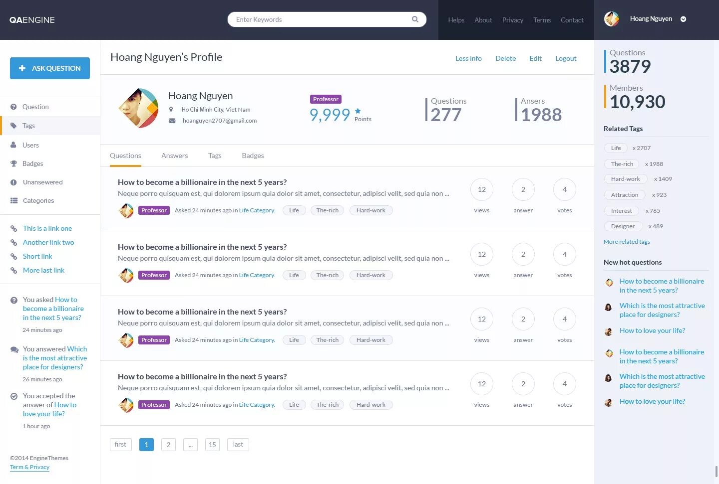 Neque porro quisquam est qui dolorem ipsum. Wordpress premium template. forum questions template.