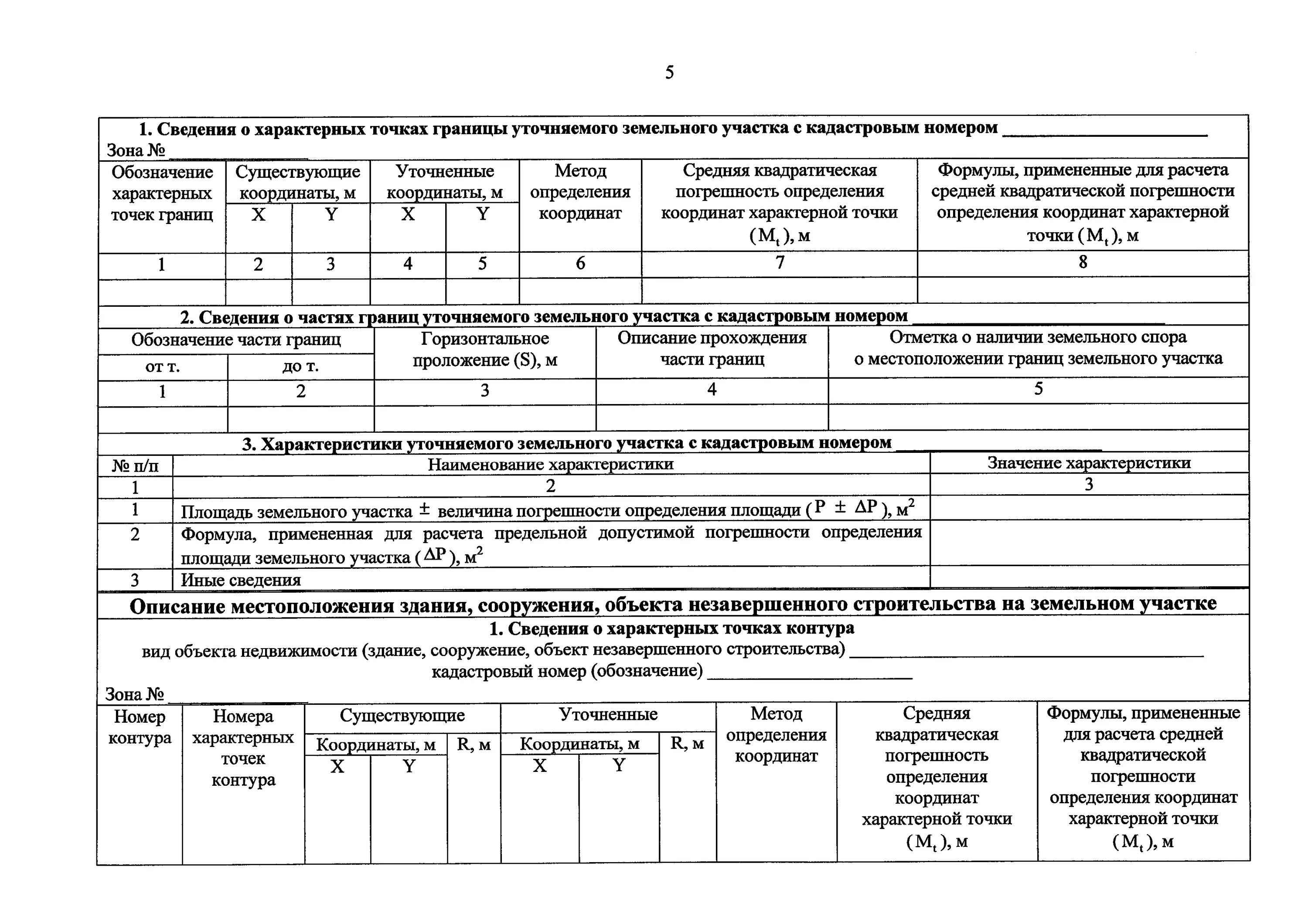 Сведения о местоположении границ земельного участка. Уточнение местоположения границ и площади земельного участка. Сведения о характерных точках границы земельного участка. Форма акта согласования границ земельных участков. Описание местоположения границ земельного участка.