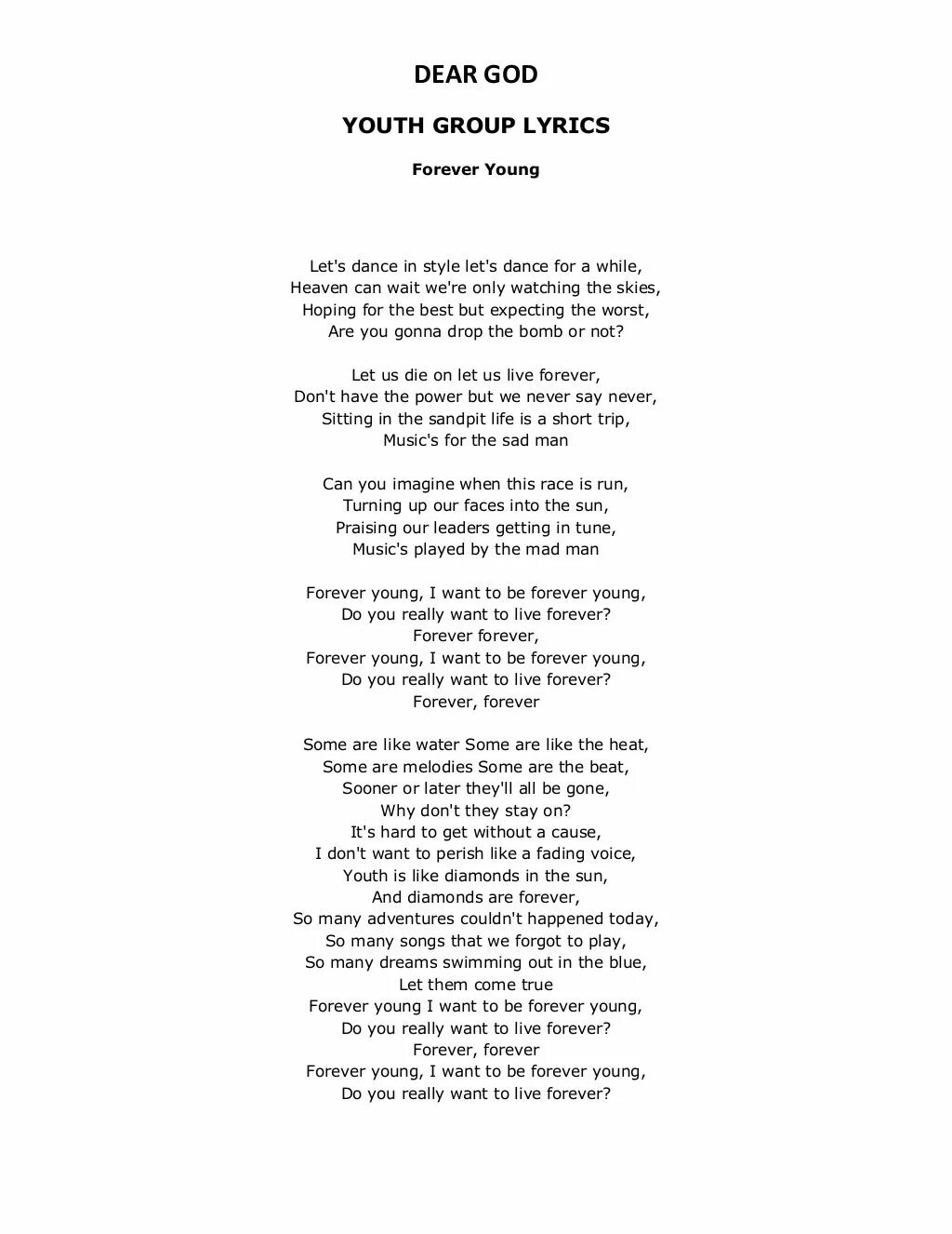 Too Young Текст