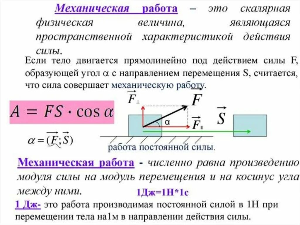 Понятие механической работы. Формула расчета механической работы физика. Механическая работа определение. Механическая работа и мощность кратко физика.