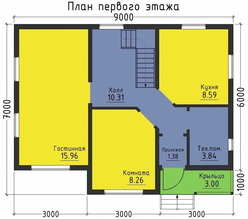 Проект каркасного дома аляска 2 8х9 Укромный / Проект каркасного дома 1 этаж / Каркасные дома (2018.06.07) / Проекты