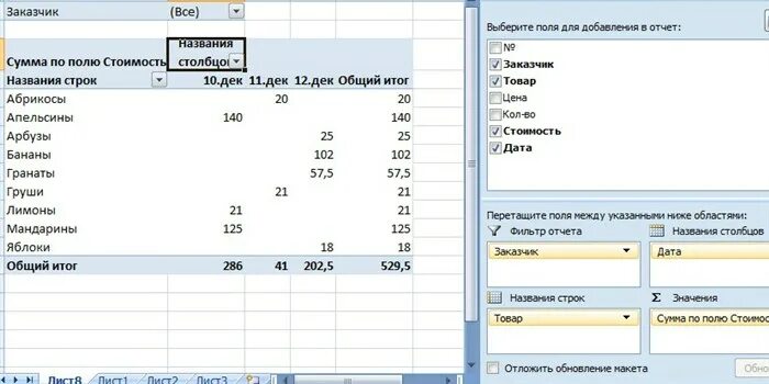 Как обновить данные в сводной таблице excel?