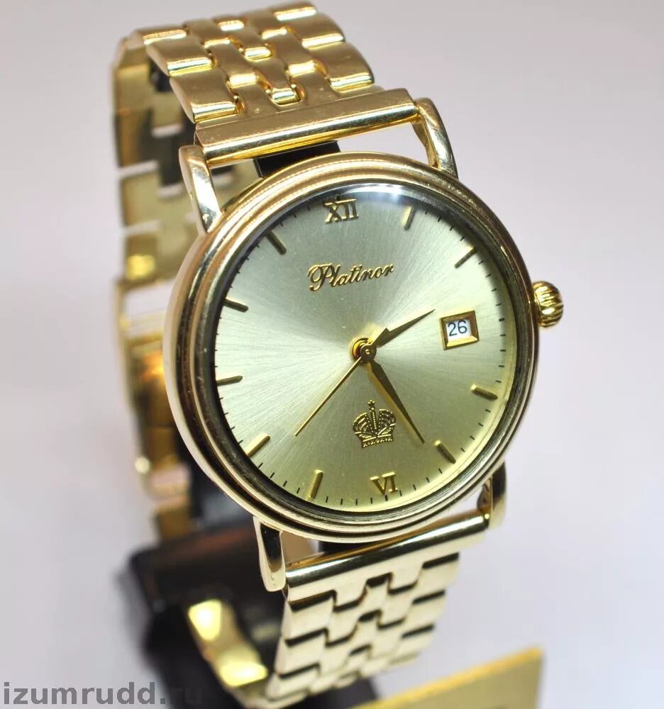 Золотые часы мужские с золотым браслетом купить. Часы Platinor на золотом браслете. Золотые часы Голд тайм мужские. Часы Платинор золотые мужские.