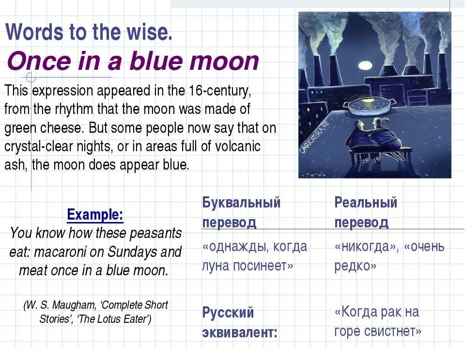 Мун на русском языке. Once in a Blue Moon идиома. Идиомы на английском. Английский язык. Идиомы. Английские идиомы с переводом на русский.