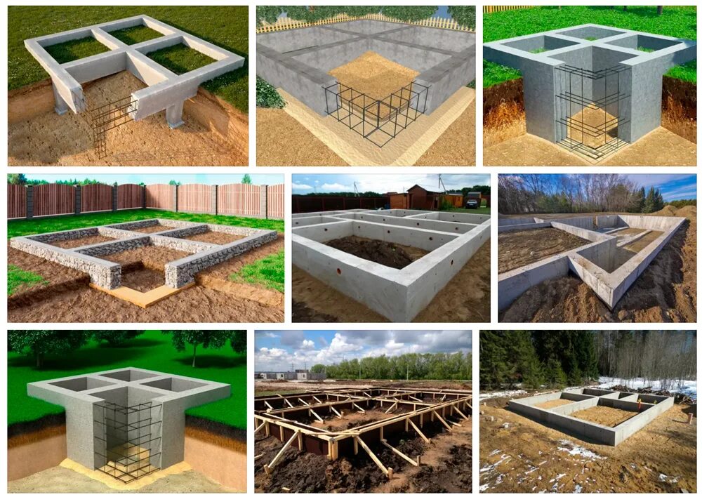 Фундамент для дома отзывы. Типы фундаментов для частного. Фундаменты типы фундаментов. Типы фундамента для дома. Типы фундамента под дом.